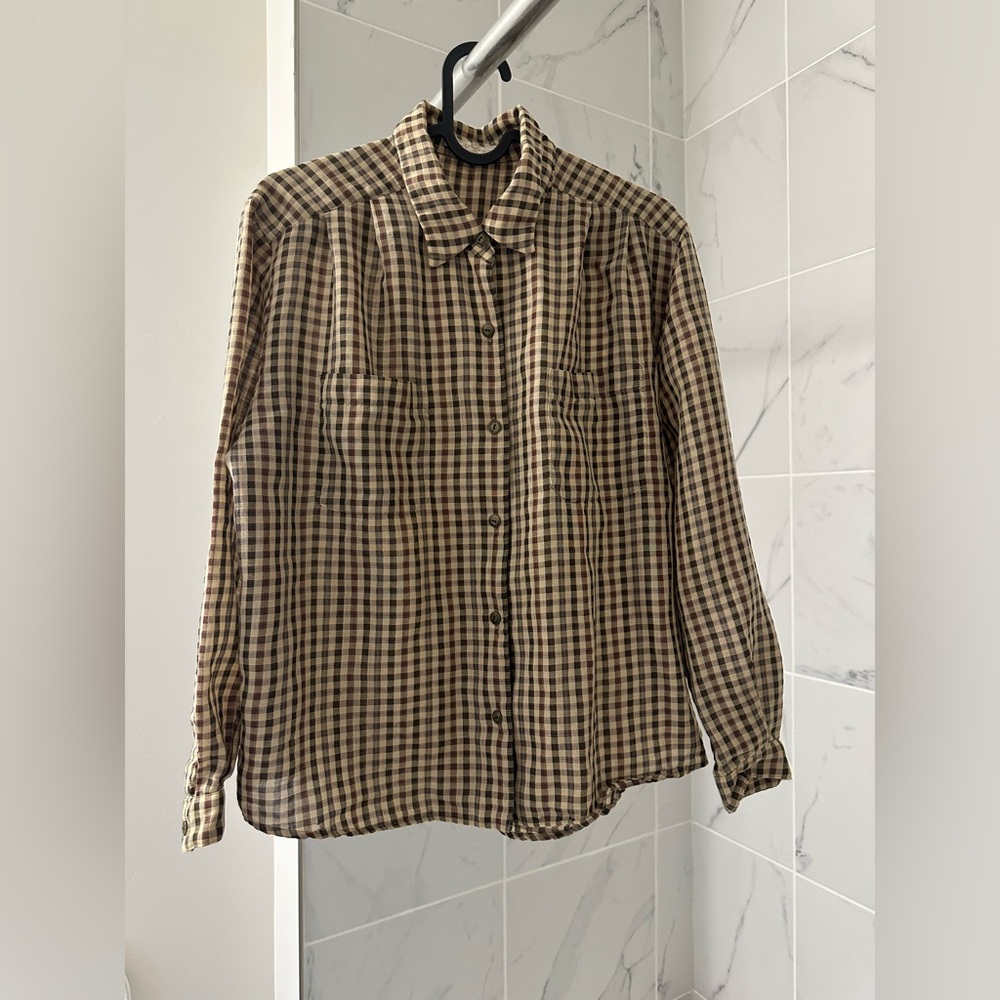 Vintage Burberry Linen Checkered Casual Unisex Shirt